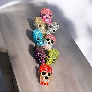 Colorful Crystal Skull Brooch Rhinestone Halloween Gothic Trendy Unique Gift